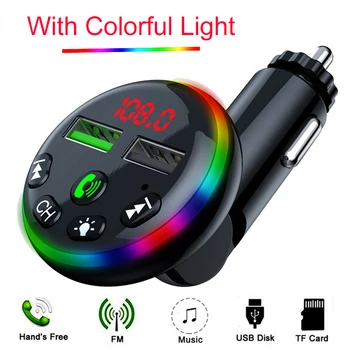 Рассеянный свет FM-передатчик Bluetooth 5.0 Громкая связь Автомобильный радиомодулятор Двойное зарядное устройство USB TF U Диск MP3-плеер автомобильный комплект