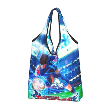 Сумки для покупок Captain Tsubasa на заказ, женские портативные сумки для покупок большой емкости, японский футболист, Аниме-манга, сумки для покупок