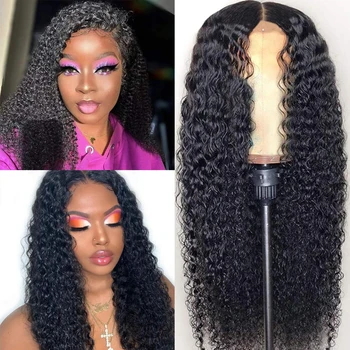 Густой кудрявый парик на шнурке 4x4 плотностью 250 человеческих волос, Бразильский Виргинский парик Remy натурального цвета, выщипанный Дешево для чернокожих женщин