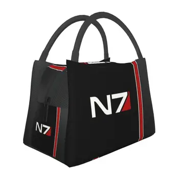Эмблема N7 Mass Effect Изолированная Сумка для Ланча для Школьного Офиса Alliance Military Video Game Водонепроницаемый Тепловой Охладитель Bento Box
