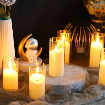Прочное имитационное стекло, Инновационное имитированное настоящее Уникальное украшение для вечеринки по случаю дня рождения, свечи на батарейках, украшения для свечей
