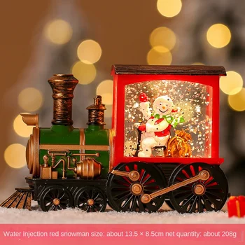 Музыкальная шкатулка в канун Рождества, Санта-Клаус, Снеговик, Рождественский подарочный поезд, Музыкальная шкатулка, хрустальный шар, украшения для стола.