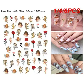 1/4 / 6ШТ Наклейки для ногтей с милыми персонажами аниме, украшения для ногтей, наклейки для ногтей, 3D-наклейки принцессы, Слайдеры для ногтей