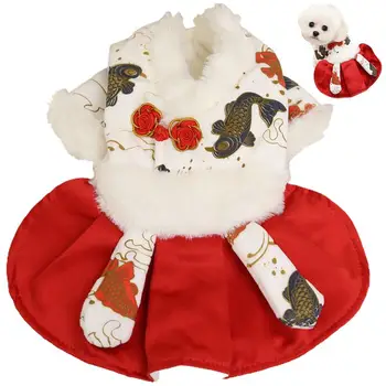 Зимнее платье для собак, традиционное теплое платье для щенков, одежда для домашних животных на Новый Год, Рождество, Зимний теплый костюм для девочек-собак, аксессуары для домашних животных