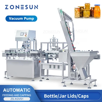 ZONESUN ZS-XGVS1 Вакуумная автоматическая машина для укупорки металлических колпачков с металлическим наконечником, линия для упаковки пластиковых декрамблеров