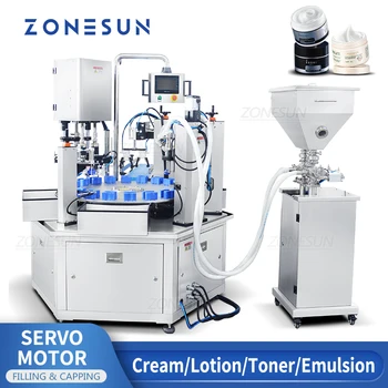 ZONESUN ZS-SRFC, автоматическая машина для розлива и укупорки крема, упаковочная машина для лосьона, производство винтовых крышек