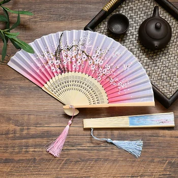 Складной веер в винтажном китайском стиле, Летний тканевый веер с цветами, украшения для свадебной вечеринки, украшения для домашнего декора, Аксессуары Hanfu, Женские подарки