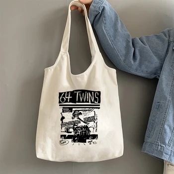 Сумка-тоут, винтажная сумка с мультяшным принтом, многоразовая хозяйственная сумка, экологичная Большая сумка-тоут, сумки для покупок, складные
