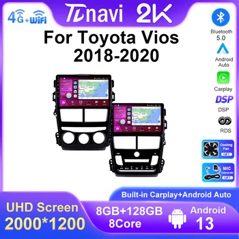 T7plus Android 13 Авторадио Для Toyota Vios Yaris 2018 2019 2020 Навигация GPS Автомобильный Мультимедийный Видеоплеер Стерео 2din Carplay