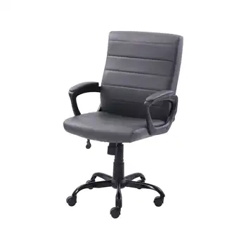 Офисное кресло менеджера со средней спинкой, из клееной кожи, серое