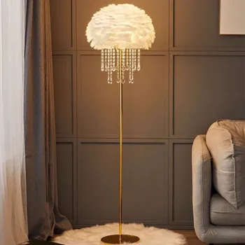 Белый светодиодный торшер в скандинавском стиле, лампа из страусиных перьев, украшение гостиной, светодиодные светильники, подставки, прикроватные лампы