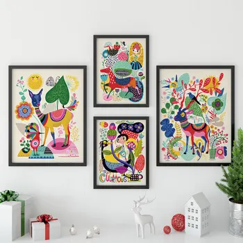Традиционные китайские художественные плакаты с животными на холсте, декор комнаты для гостиной, художественная настенная живопись, плакат, настенное искусство, прямая поставка