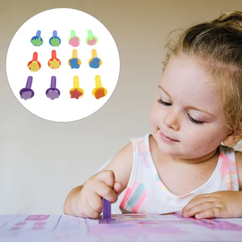 12 Шт Натирающие Игрушки Детские Штампы Детская Губка Детская Печать Пластиковый Альбом Для Вырезок Цветные Кисти