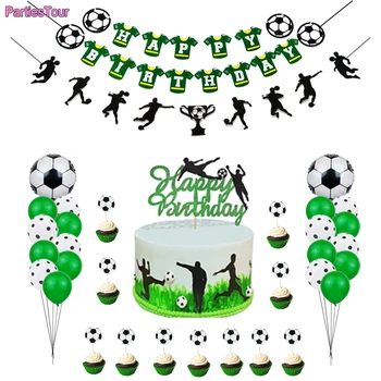 Топперы для торта для футбольной вечеринки украшение торта Футбольная тема декор для кексов спортивный Мальчик детская футбольная тема Декор для Вечеринки по случаю Дня рождения сувениры