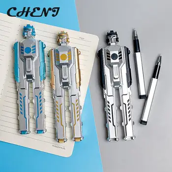 Креативная Деформационная Гелевая ручка в форме робота 0,5 мм Для мальчика, Гелевая ручка с черными чернилами, Съемная, 1 шт.