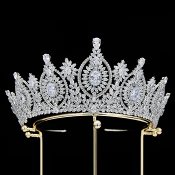 Великолепная Европейская и американская корона из кристаллов Кубического циркония, повязка на голову невесты, свадебный головной убор GH0049
