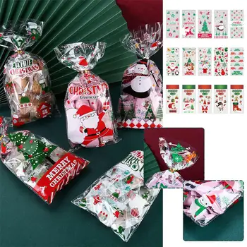 Пакеты для упаковки рождественского печенья, Рождественские Целлофановые пакеты для вечеринок, пакет для угощений, Праздничный подарок для вечеринки, Веселого Рождества, Хэллоуина
