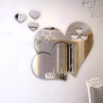 3D Зеркальная наклейка с сердечками любви на стену, наклейка для домашней комнаты, Съемная художественная роспись, декор