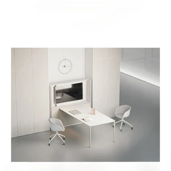 Мультимедийный стол для конференций, минималистичный современный небольшой стол для видеоконференций с белой полосой и