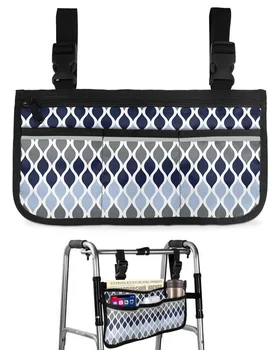 Марокканская темно-синяя градиентная сумка для инвалидной коляски с карманами, подлокотники, боковые сумки, сумка для хранения прогулочной рамы для электрического скутера