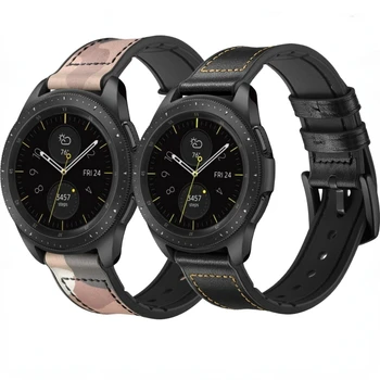 20мм 22мм Кожаный ремешок для Samsung Watch 46мм 42мм/3/4/5/ Дышащий браслет Gear S3 Huawei Watch 3 /GT 2 / Amazfit GTR/GTS Band