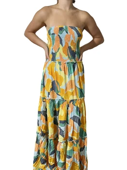 Женское элегантное платье Макси с открытыми плечами, рукавами-рюшами, цветочным принтом и открытой спиной - летняя мода больших размеров