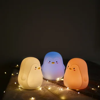7 Красочных детских ночников с милыми пингвинами, лампа для детской спальни, светодиодная зарядка через Usb, защита глаз, детские светильники рядом с подарками