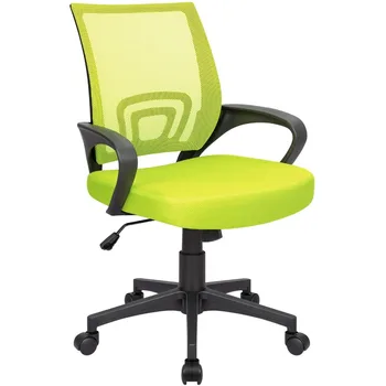 Сетчатые игровые стулья со средней спинкой, офисные кресла, эргономичные компьютерные кресла с регулируемой высотой, с поясничной поддержкой и подлокотником, зеленый