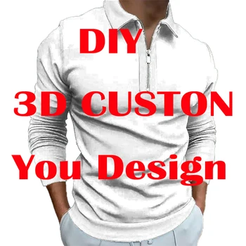 Сделай Сам На заказ 3D Принт Поло на молнии Рубашка с длинным рукавом Женская для Мужчин Рубашка Поло Прямая Доставка