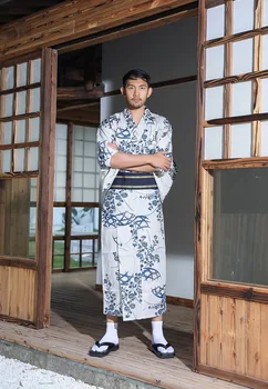 Традиционный японский мужской костюм Кимоно, Мужской костюм Самурая, Халат, Юката С Оби, Сабо, Носки, халаты для отдыха, Кимоно, Костюмы для косплея.
