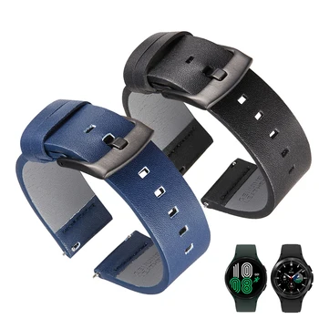 Кожаный ремешок для Samsung Galaxy Watch4 ClassiC 42 мм 46 мм Ремешок-браслет Watch 4 44 мм 40 мм браслет-ремешок для часов Аксессуары-ремешок