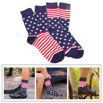 2 пары Носков с американским флагом, Хлопчатобумажные носки, Забавные чулки, носки-трубочки для мужчин и женщин