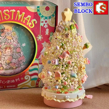SEMBO BLOCK милая рождественская елка модель kawaii детская игрушка музыкальная шкатулка обучающая собранная фигурка милый подарок на день рождения