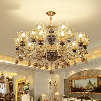Французская роскошная хрустальная люстра для гостиной, лампы для спальни, Минималистичная керамическая лампа для спальни, хрустальная лампа для виллы, лестница
