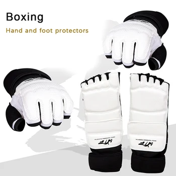 Кожаные перчатки для тхэквондо, Спарринг, карате, защита лодыжек, защитное снаряжение для рук по боевым искусствам, защита рук для бокса