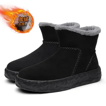 Новинка зимы, мужские зимние ботинки с низким верхом и хлопковая уличная теплая обувь для мужчин