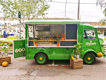 Трейлер Еды Концессии Кофейного Кейтеринга Vintage Food Truck Стальной С Кухонным Оборудованием
