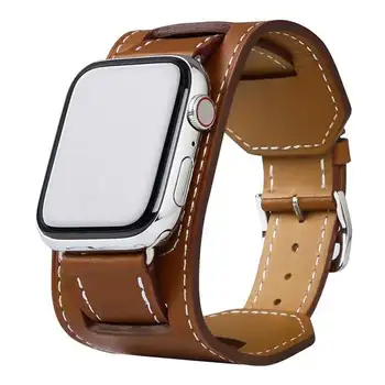 Кожаный ремешок-манжета для apple watch band 44 мм 40 мм 45 мм 41 мм 49 42 38 браслет correa ремешок для часов iwatch series 3 5 se 6 7 8 ultra