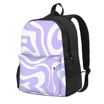 Ретро Современный абстрактный узор с жидким вихрем, квадрат светло-фиолетового и белого цветов, Модные сумки-рюкзаки с абстрактным рисунком