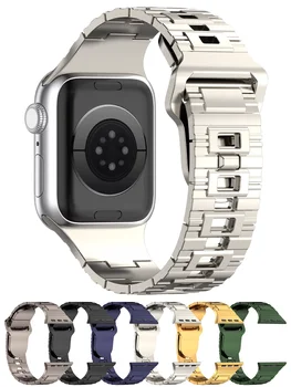 Ремешок для Apple Watch Band 44мм 45мм ultra 49мм 42мм 41мм 40мм Имитация металлического текстурированного браслета iwatch series 8 7 6 5 4 3 SE
