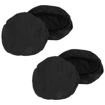 4 Упаковки круглых чехлов для барных стульев - Супер мягкая и моющаяся эластичная подушка для стула Чехол для барного стула 12-14 дюймов-черный