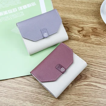 Новая корейская версия маленького кошелька, короткого трехкратного цветного Студенческого женского кошелька с несколькими картами, модная сумка для карт с пряжкой.