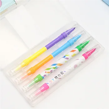 Набор цветных двухголовых маркеров для рисования линий и покрытия пластиковой ручкой в коробке для ручек