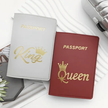2 шт. Чехол для паспорта для влюбленных из искусственной кожи, держатель для карт, кошелек, корона, легкие модные аксессуары для путешествий для женщин или мужчин