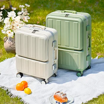 20-дюймовая коробка-тележка для багажа, женский маленький легкий посадочный кейс, Многофункциональный дорожный чемодан с алюминиевой рамой с паролем