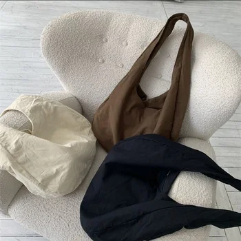 Корейская новая холщовая сумка через плечо большой емкости, Женская сумка-тоут Y2k, винтажная Простая повседневная сумка через плечо, универсальная сумка для покупок на каждый день
