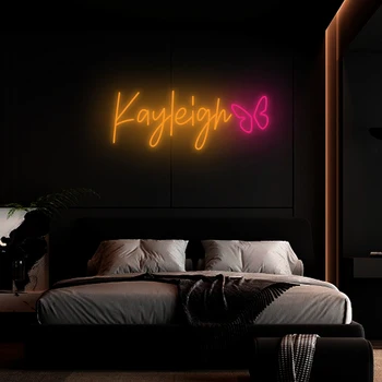 Неоновая вывеска с буквенным именем Kayleigh Family Gift Изготовленная на заказ неоновая световая вывеска для свадебной вечеринки, бара, персонального имени, логотипа, декора комнаты, неоновой вывески