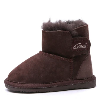 Зимние детские зимние ботинки со встроенным утеплителем из овечьего меха, резиновая нескользящая подошва TPR, морозостойкая шерстяная хлопчатобумажная обувь