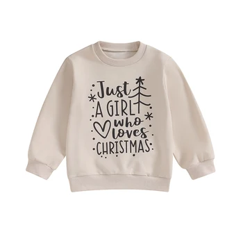 Рождественская одежда для маленьких мальчиков и девочек, толстовка Merry Thing с длинным рукавом, пуловер с круглым вырезом, осенне-зимние наряды