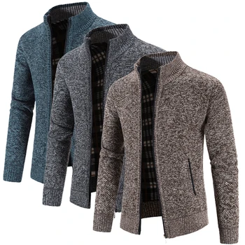 Модный кардиган, свитер, пальто, мужской осенне-зимний роскошный трикотаж, свитер на молнии, мужская одежда, повседневная толстая теплая верхняя одежда, куртки